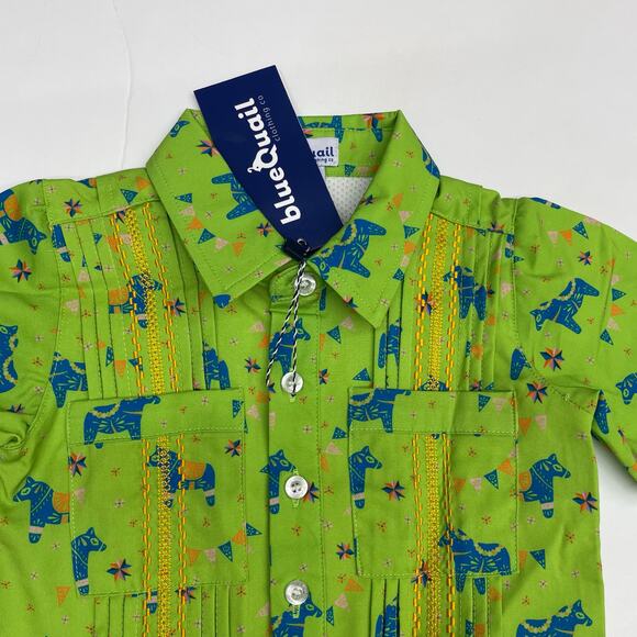 NWT Blue Quail 0-3M Fiesta Guayabera Romper - Picture 4 of 6
